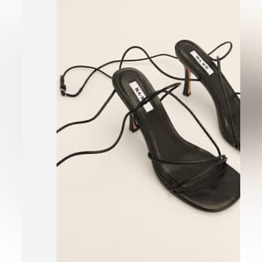 NA-KD Rounded Toe Strappy Heels Black Sz 7.5 NEW - Picture 3 of 12
